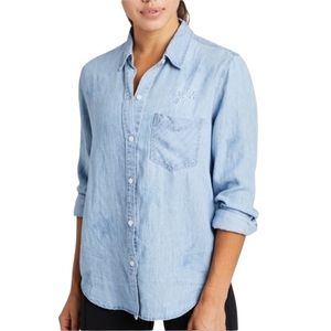 RAILS woman's size small Soul Cycle ingrid stars chambray soul button top shirt
